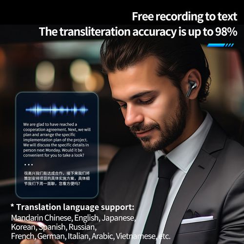 Auscultadores inteligentes com tradução Air Pro AI, auscultadores sem fios TWS à prova de água, áudio para texto, tradução em tempo real