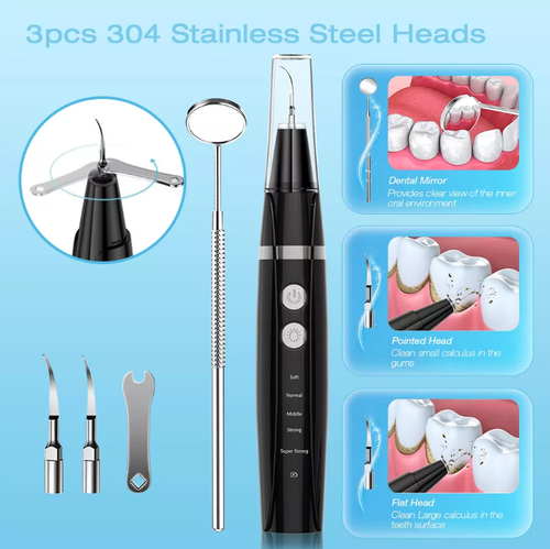 Produto de limpeza de dentes ultrassónico para limpar dentes amarelos, manchas de fumo e branquear os dentes