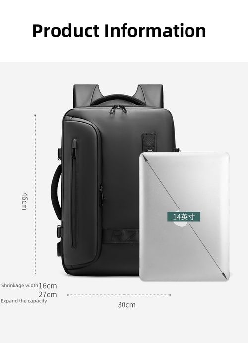 Mochila multifunções com airbag, bolsa de viagem empresarial de grande capacidade para armazenamento a vácuo