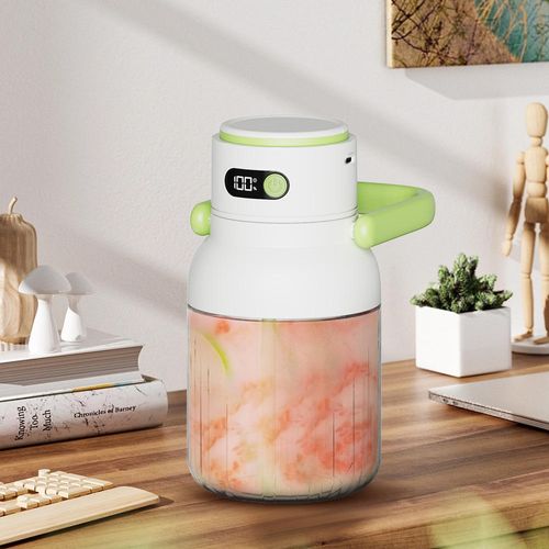 O espremedor portátil de tampa dupla pode espremer sumo saudável e fresco a qualquer momento, à prova de água IPX6, 18.000 RPM, carregamento tipo C, sem BPA, seguro de usar