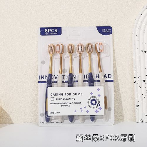 Escova de dentes de cerdas macias com cabeça larga para uso doméstico adulto, 6 peças para uso diário