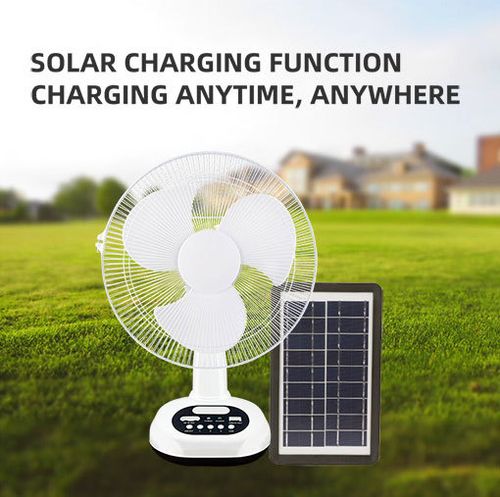 Ventilador de carregamento solar USB de 12 polegadas balançando a cabeça com ventilador de mesa de luz ventilador solar silencioso