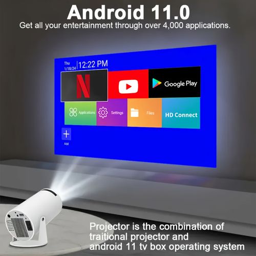 hy300pro projetor home 4K portátil LCD ultra alta definição sala de estar projeção de parede sem fios mesma tela projetor