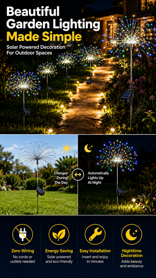 Solar-Powered Firework Lights, Outdoor Waterproof Dandelion Ground-Stick Lights, Courtyard and Garden Lawn Lights, Balcony Decorations.Stock |48H Dispatch |COD Orders are dispatched within 48 hours from our Nairobi warehouse. Delivery takes 1–3 working days.