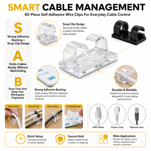 Home Organization Cable Organizer: The Ultimate Tool for Securing Ethernet Cables—Self-Adhesive Clips for Nail-Free Wall Mounting of Data Cables.Stock |48H Dispatch |COD Orders are dispatched within 48 hours from our Nairobi warehouse. Delivery takes 1–3 working days.