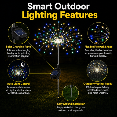 Solar-Powered Firework Lights, Outdoor Waterproof Dandelion Ground-Stick Lights, Courtyard and Garden Lawn Lights, Balcony Decorations.Stock |48H Dispatch |COD Orders are dispatched within 48 hours from our Nairobi warehouse. Delivery takes 1–3 working days.
