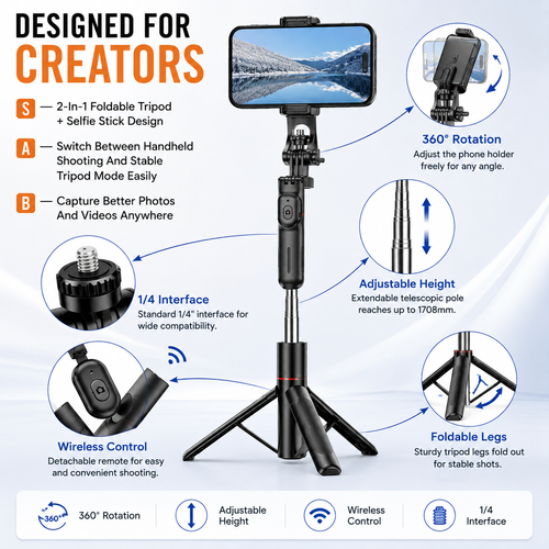 Selfie Anti-Shake Retractable Tripod, Portable Travel Phone Mount, Bluetooth Photography Gadget, Floor-Standing Selfie Stick.Stock |48H Dispatch |COD Orders are dispatched within 48 hours from our Nairobi warehouse. Delivery takes 1–3 working days.