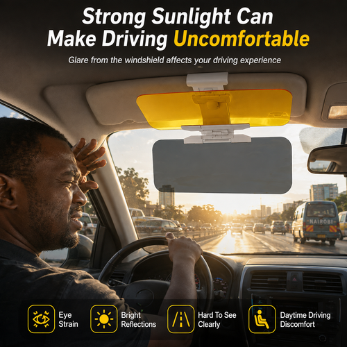 🔥HOT SALE🔥 COD！Sun Visor, Nighttime Anti-Glare Visor, Sun Visor Glasses, Suction-Cup Mount, Universal In-Car Sun Visor, Safety Goggles.Stock |48H Dispatch |COD Orders are dispatched within 48 hours from our Nairobi warehouse. Delivery takes 1–3 working days.