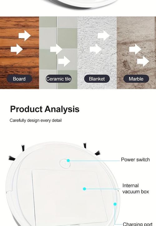 Robot Vacuum , USB Charging,Slim Low Noise Design, Suitable for Pet Hair, Hard Floors and Daily Cleaning, Automatic Directional Mop, Pet Hair Cleaning | Robot Vacuum Cleaner