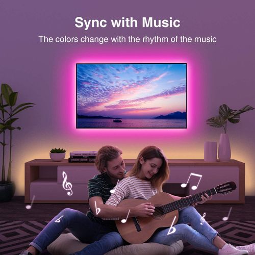RGB Strip Light Music Sync BT Control Flexible Ribbon LED 5050 Led Tape Light for Room Party Decoration TV Backlight