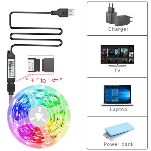 RGB Strip Light Music Sync BT Control Flexible Ribbon LED 5050 Led Tape Light for Room Party Decoration TV Backlight