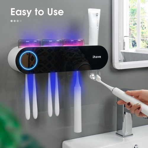 Toothbrush Holders with Toothpaste Dispenser Wall Mounted for Bathroom
