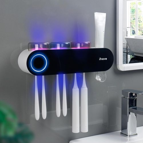 Toothbrush Holders with Toothpaste Dispenser Wall Mounted for Bathroom