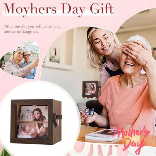 Custom Flip Book Frame Hand Crank Photo Album Personalized Lighted Photo Album Mini Wooden Flip Book for Couple Women Men