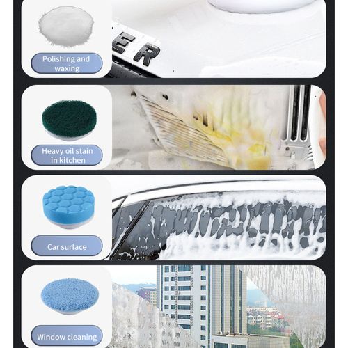 Sunshine Cordless Electric for Spin Scrubber 7 Replaceable Shower Cleaning Brush for Baby-Friendly Tub and Tile Plastic Material