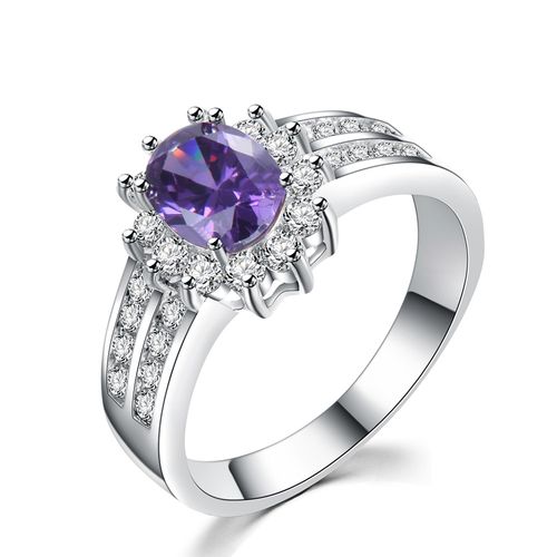 Purple Gemstone Fashion Exquisite Stainless Steel Jewelry Rings for Women
