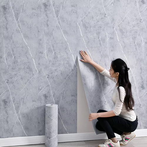 Peel and Stick Texture Soft Self-adhesive Pe Foam Wall Panel 3d Marble Pattern Mural Wallpaper