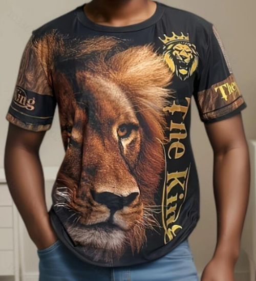 Summer T-shirt Men Animal Lion 3D Custom Tshirt Design Print New Short Sleeve Top Micro Elastic Sport Casual T-shirts