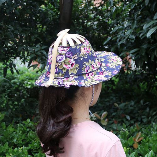 Folding Fan Foldable Bamboo Hat and Fan,Summer Beach Foldable Hat Fan,2 in 1Portable Hand Fan and Sun Hat Bamboo Frame