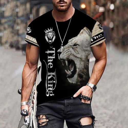 Summer T-shirt Men Animal Lion 3D Custom Tshirt Design Print New Short Sleeve Top Micro Elastic Sport Casual T-shirts
