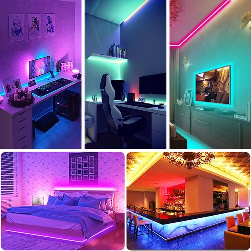 RGB Strip Light Music Sync BT Control Flexible Ribbon LED 5050 Led Tape Light for Room Party Decoration TV Backlight