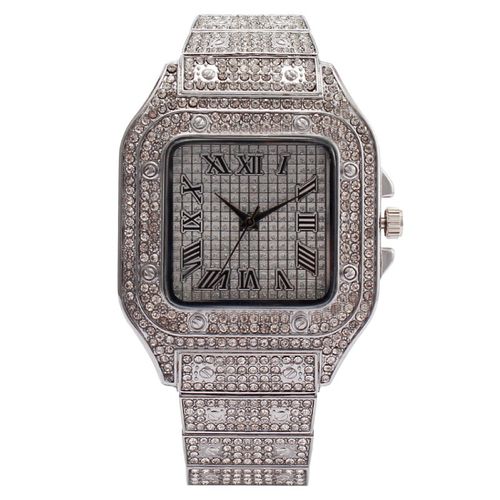 Hot Selling Fashionable Alloy square Diamond Roman Pattern Dial Hip Hop Women's Quartz Watch