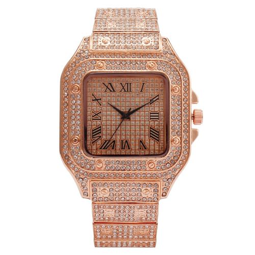 Hot Selling Fashionable Alloy square Diamond Roman Pattern Dial Hip Hop Women's Quartz Watch