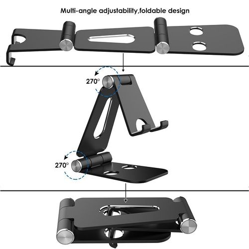 Adjustable Foldable Cell Phone Stands Tablet Stand Solid Aluminum Stand for All Smart Phones and Tablets Desk Phone