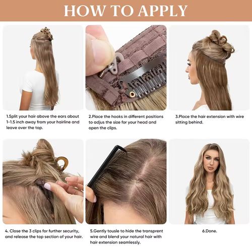 Women's Long Hair Extension Piece One-piece Simulation Hair U-shaped Curl Natural Seamless Volumizing Water Wave Pattern