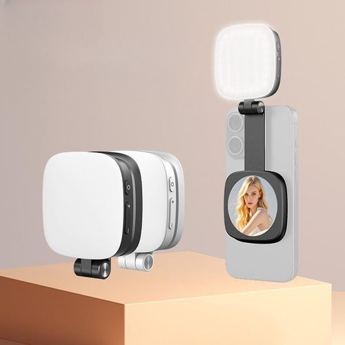 Mini Fill Light Rechargeable 3 Modes Adjustable 180° Flip & Built-in Mirror Magnetic Mobile Phone Selfie Ring Light