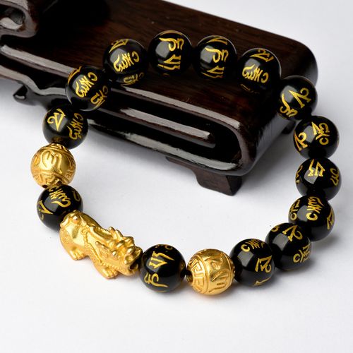 Hot Selling High Quality 12mm Black Rainbow Obsidian Pixiu Charm Bracelet Good Luck Wealth Fengshui Natural Stone Bracelet Men