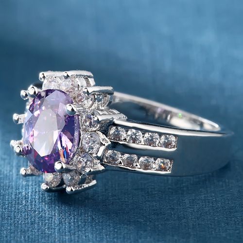 Purple Gemstone Fashion Exquisite Stainless Steel Jewelry Rings for Women