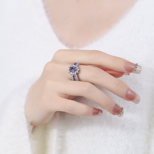 Purple Gemstone Fashion Exquisite Stainless Steel Jewelry Rings for Women