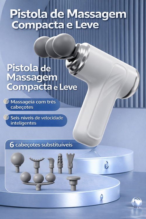 Pistola de Massagem Profissional Potente | 6 Velocidades | Alívio Muscular Rápido