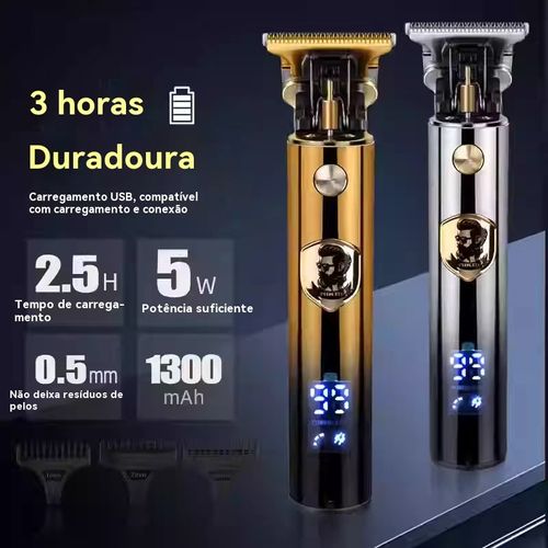 Máquina de Cortar Cabelo Profissional 0mm | Aparador Recarregável para Barbeiro e Uso Doméstico | Motor Potente e Lâmina de Precisão