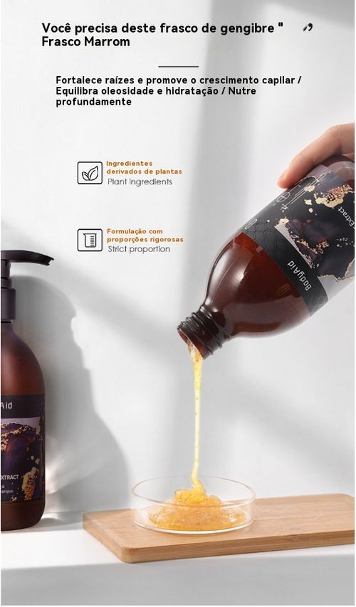 "Shampoo Anti-Queda de Gengibre e Cipreste 330ml - Fortalece e Nutre os Fios | Shampoo Natural Anti-Queda