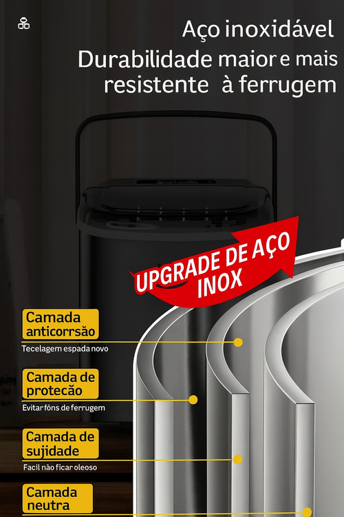 Máquina de Gelo Portátil 12KG/Dia – Gelo em 6 Minutos, Duas Tamanhos, Autolimpeza, Silenciosa e Ideal para Angola