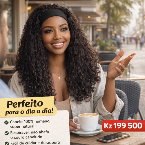 Peruca de Cabelo Humano 100% Natural | Peruca Feminina Cacheada Luxo em Luanda