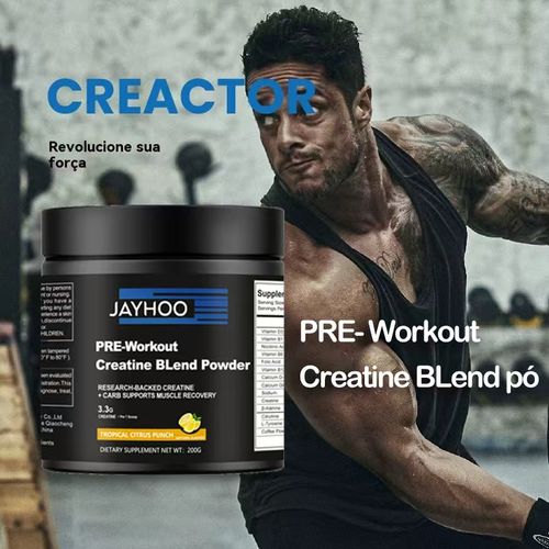 JAYHOO Pré-Treino Creatina em Pó 💥 - Força Explosiva, Energia Sem Fim e Crescimento Muscular Insano | Certificado ISO, cGMP, HACCP