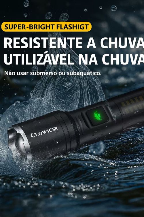 Lanterna Potente 7800m com Super Alcance | Lanterna Recarregável Type-C | LED Ultra Forte para Segurança, Pesca, Caça e Uso Doméstico em Angola | Bateria 3600mAh de Longa Duração | Lanterna à Prova de Chuva e Alta Resistência