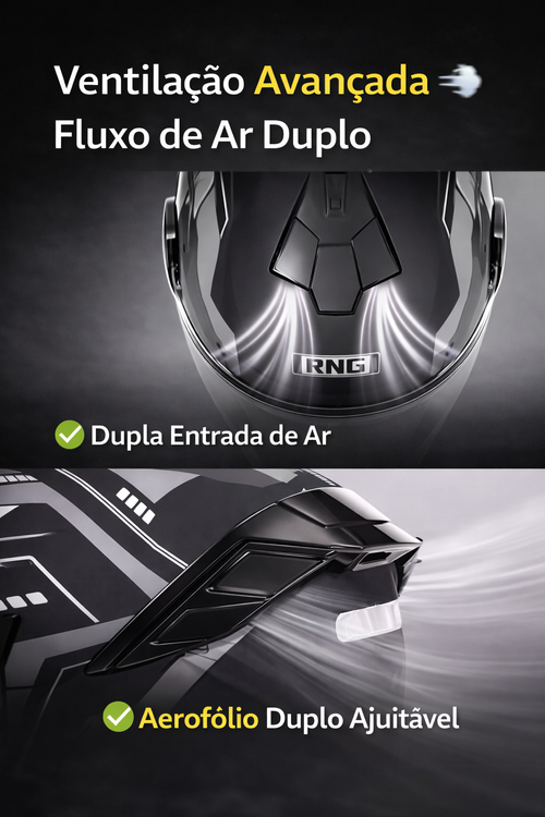 Capacete RNG Modular Luanda | Bluetooth Pre-Instalado, Certificação Classe A, Pagamento na Entrega