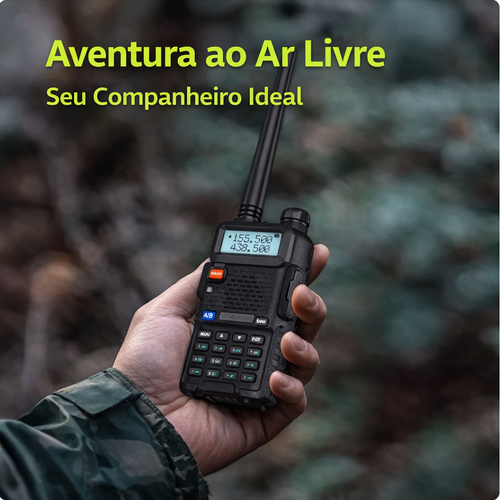 Rádio Comunicador Baofeng UV5RX 5W – Walkie Talkie Profissional de Longa Distância