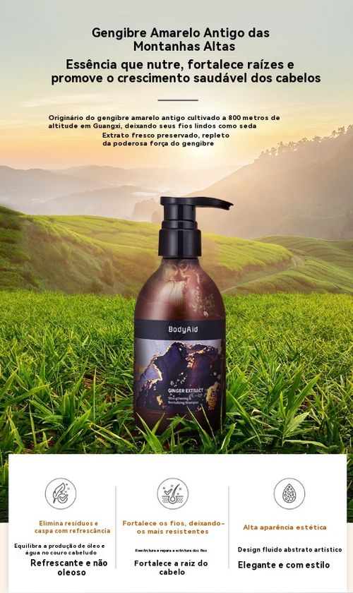 "Shampoo Anti-Queda de Gengibre e Cipreste 330ml - Fortalece e Nutre os Fios | Shampoo Natural Anti-Queda