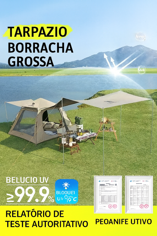 Toldo de Campismo Multifuncional | Proteção Solar UV 99,9% | Impermeável & Resistente ao Vento | Montagem Rápida | Cobertura para Praia, Quintal e Acampamento | Tenda Reforçada para Sombra de 13 m² | Ideal para Angola