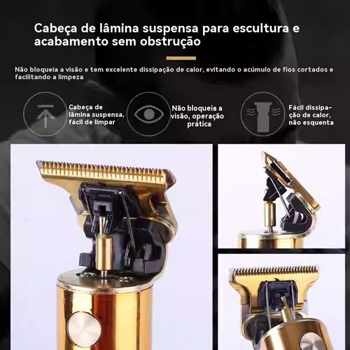 Máquina de Cortar Cabelo Profissional 0mm | Aparador Recarregável para Barbeiro e Uso Doméstico | Motor Potente e Lâmina de Precisão