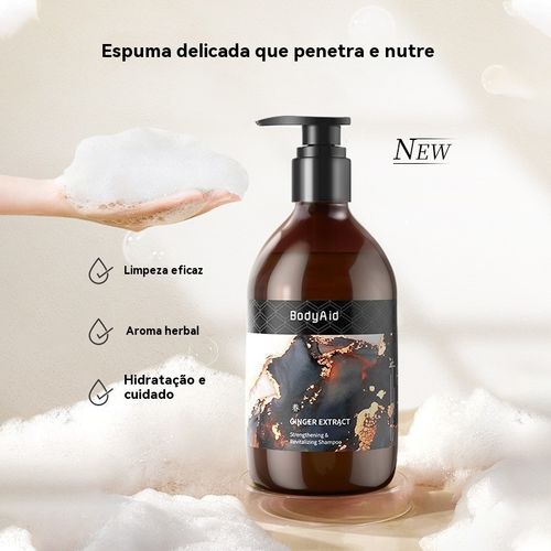"Shampoo Anti-Queda de Gengibre e Cipreste 330ml - Fortalece e Nutre os Fios | Shampoo Natural Anti-Queda
