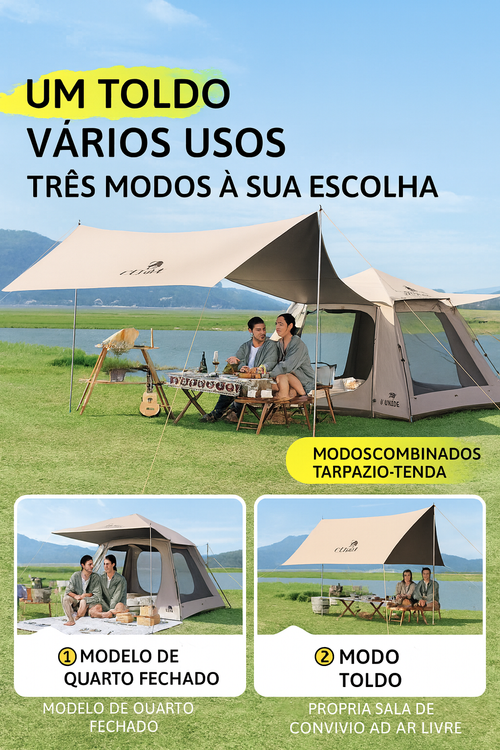 Toldo de Campismo Multifuncional | Proteção Solar UV 99,9% | Impermeável & Resistente ao Vento | Montagem Rápida | Cobertura para Praia, Quintal e Acampamento | Tenda Reforçada para Sombra de 13 m² | Ideal para Angola