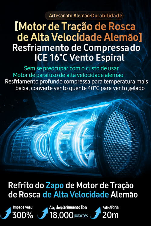 Ventilador Portátil 10000mAh com Luz LED – Vento Forte 360°