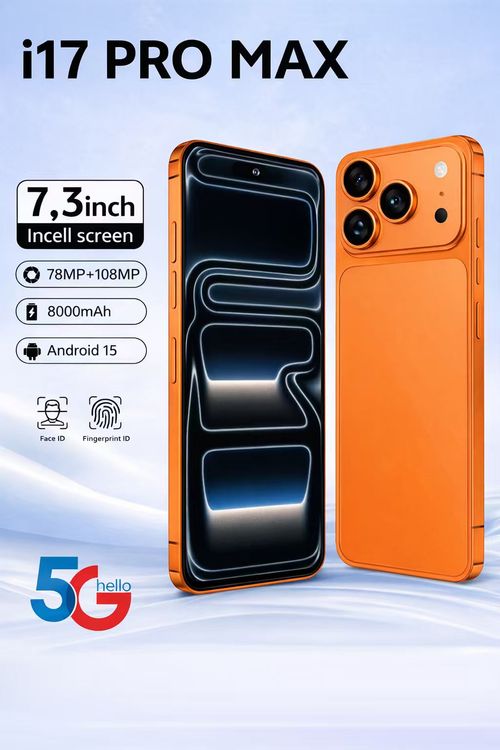i17 Pro Max Smartphone Android 15 📱 8GB+128GB 🚀 Bateria 8000mAh 🔋 Câmera 108MP 📸 Tela Gigante 7.3” | Desempenho Máximo