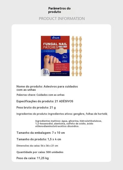 Ximonth Parche de Reparo de Unhas Fungosas🌿 Ingredientes Vegetais Reparo Profundo 8 Horas 21 Parches Uso Dia e Noite